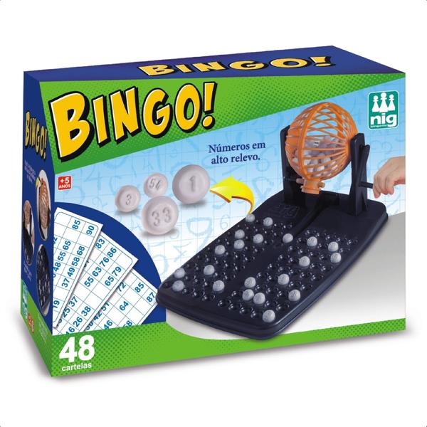 Imagem de Jogo Bingo Infantil 48 Cartelas 90 Bolinhas Passatempo Divertido +5 Anos Brinquedo com Com Globo Nig Brinquedos - 1000