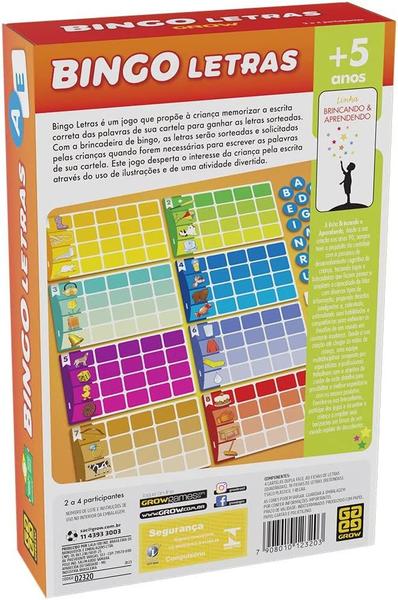 Jogo Bingo Letras - Grow Imagem de Jogo Bingo Letras