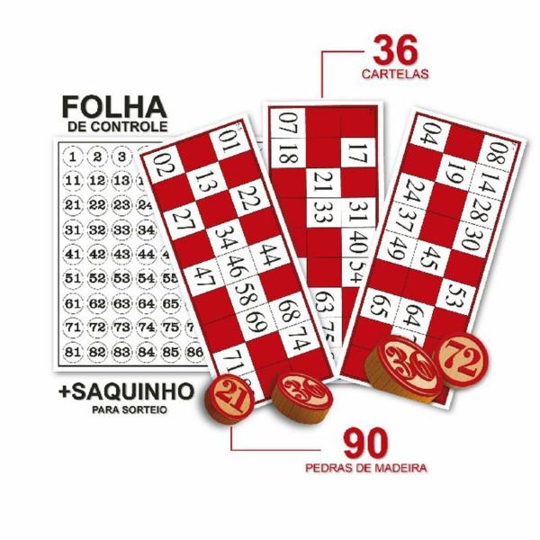 Imagem de Jogo Bingo Peças Em Madeira mdf Educativo Pais e Filhos