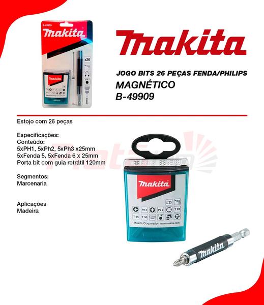 Imagem de Jogo Bits 26 Pc Fenda/philips Magnetico B-49909 - Makita