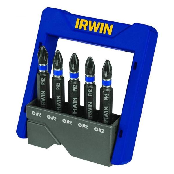 Imagem de Jogo Bits De Impacto Parafusadeira Ph2 Com Imã Irwin Power Bit 5pcs 49mm Alto Impacto 1865325 Magnético Imantado