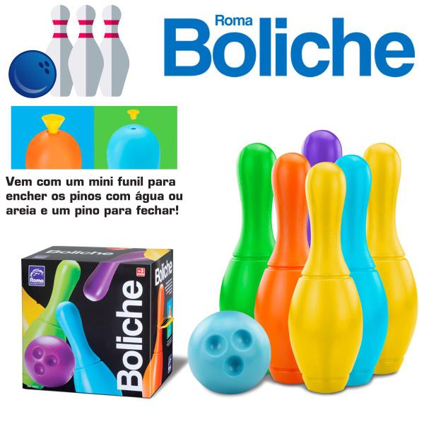 Imagem de Jogo Boliche de Brinquedo Com 6 Pinos e 2 Bolas Plástico - Roma Brinquedo