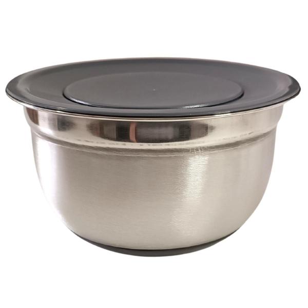 Imagem de Jogo Bowl Inox Com Ralador E Tampa Base Antiderrapante 20Cm