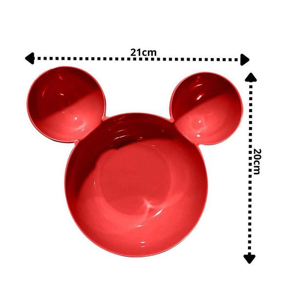 Imagem de Jogo Bowl Petisqueira Orelha Mickey e Prato Raso Melamina 20cm - Tuut