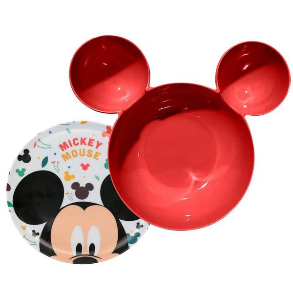 Imagem de Jogo Bowl Petisqueira Orelha Mickey e Prato Raso Melamina 20cm - Tuut