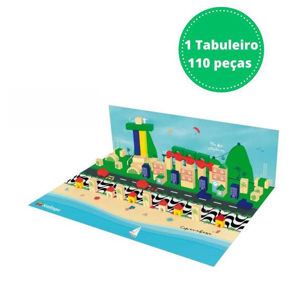 Imagem de Jogo Brinquedo Brincando de Engenheiro Rio de Janeiro Monta e Desmonta 110 Peças em MDF Xalingo - 54654