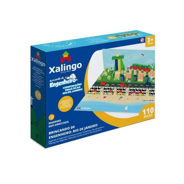 Imagem de Jogo Brinquedo Brincando de Engenheiro Rio de Janeiro Monta e Desmonta 110 Peças em MDF Xalingo - 54654