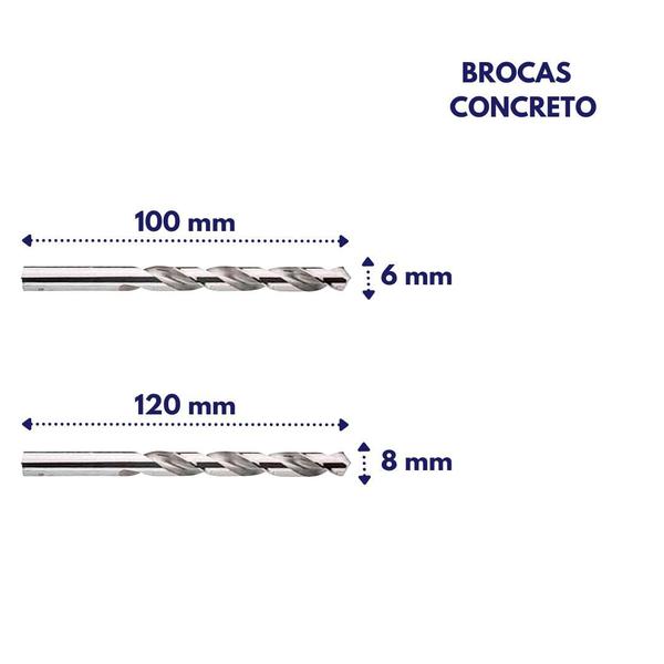 Imagem de Jogo brocas c/4 pcs aço rapido 2 pcs metal duro p/ concreto starrett kbk3