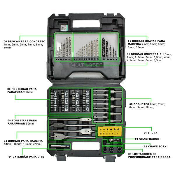 Imagem de Jogo Brocas e Bits 82 Peças Com Maleta
