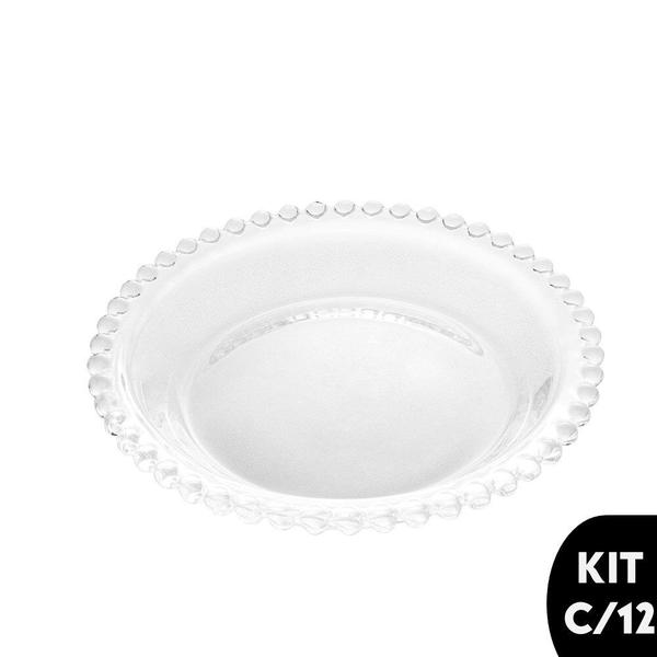 Imagem de Jogo c/12 Pratos Cristal Transparente Pearl Wolff 14cm