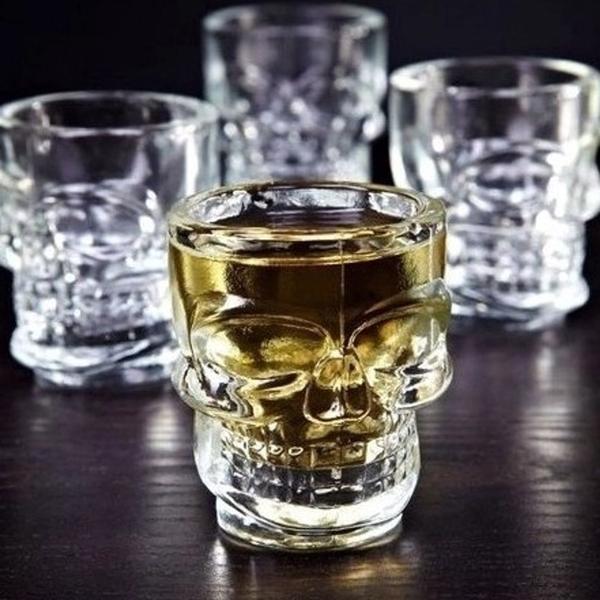 Imagem de Jogo C/4 Copos Shot Dose Vidro Caveira Tequila Bebida 50mL