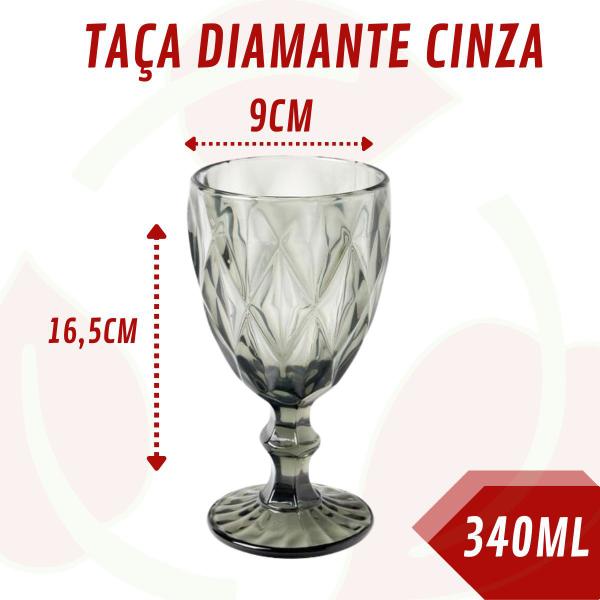 Imagem de Jogo c/ 4 Taça Diamond Cinza Metalizada 340ML Clássica Chic