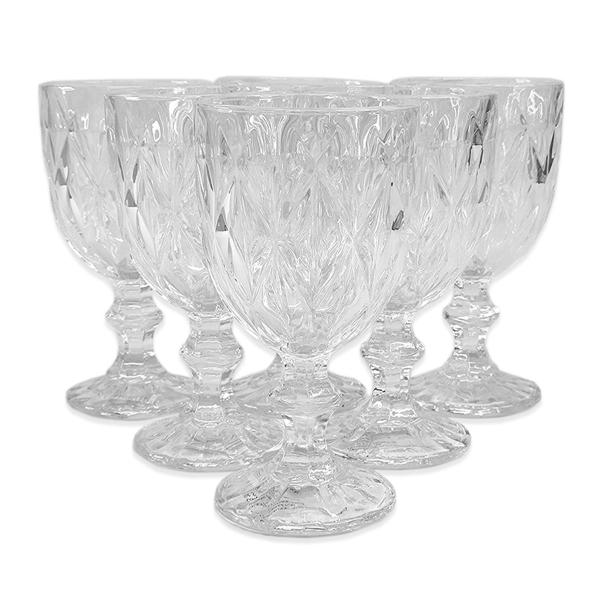 Jogo C/ 6 Taças Vidro Diamond Transparente - Treelar Jogo C/ 6 Taças Vidro Diamond Transparente - Treelar
