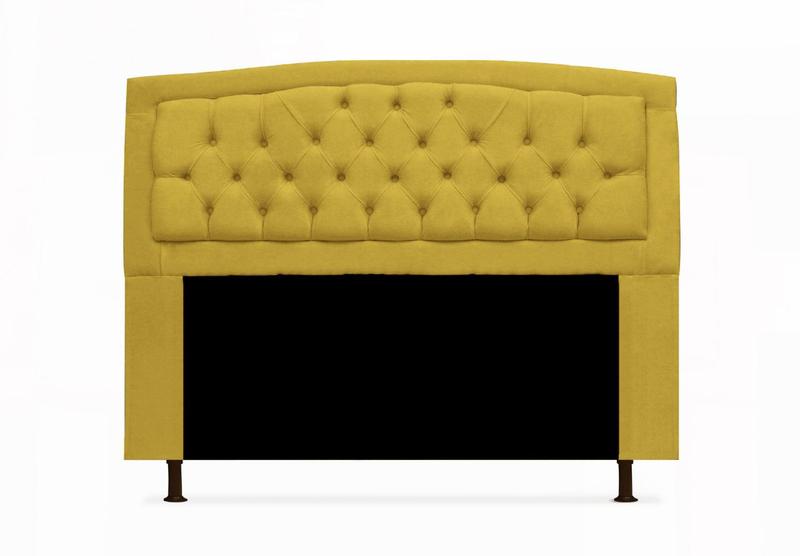 Imagem de Jogo Cabeceira Geovana + Calçadeira Fênix King 195cm Suede Amarelo - DL Decor