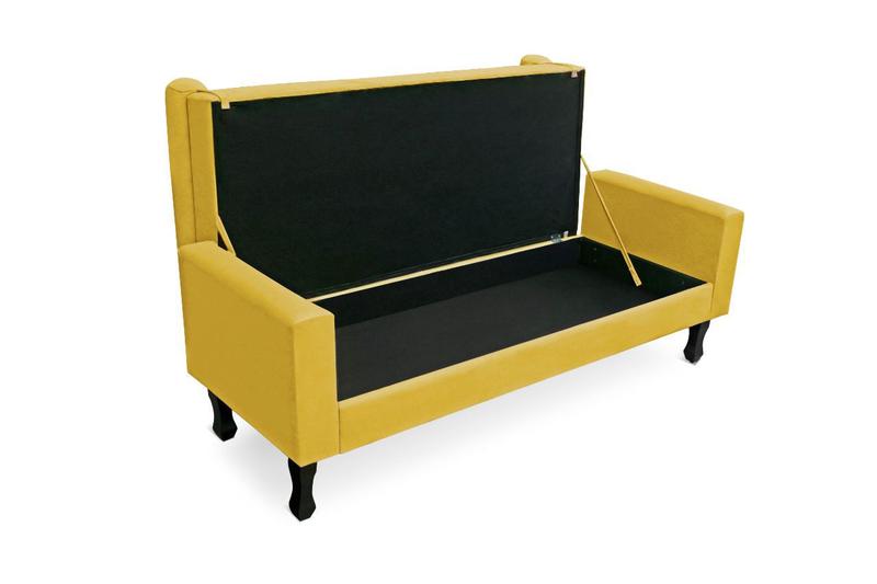 Imagem de Jogo Cabeceira Geovana + Calçadeira Fênix King 195cm Suede Amarelo - DL Decor