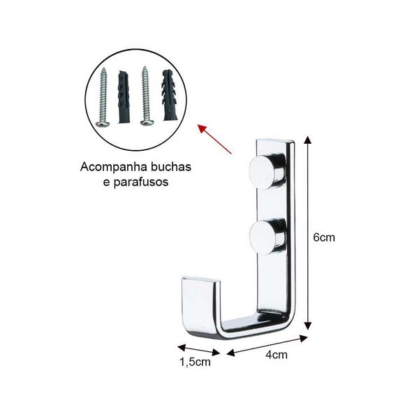 Imagem de Jogo cabideiro papeleira toalheiro saboneteira de parede para banheiro lavabo suporte em aço cromado