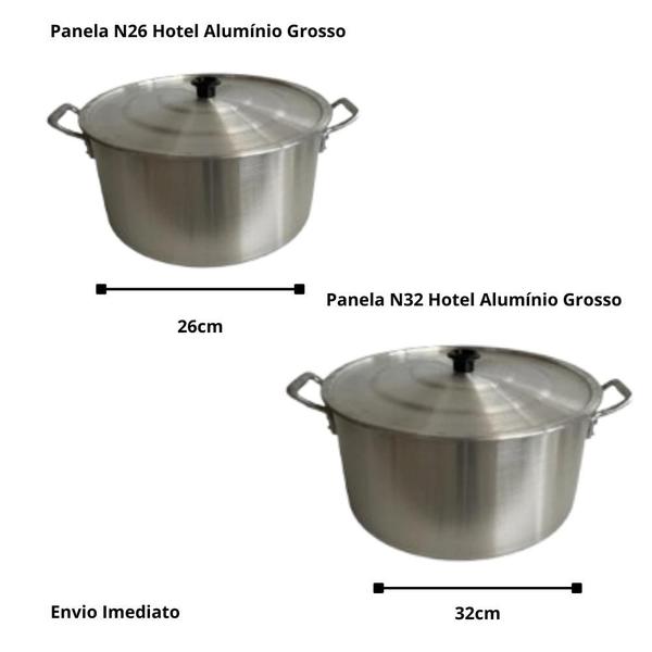 Imagem de Jogo Caçarola Industrial 26/32 Alumínio Grosso Panela Hotel