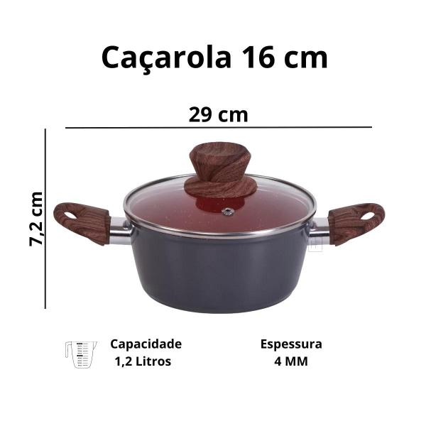 Imagem de Jogo Caçarola Nano Cerâmica Antiaderente Indução TV 16a22cm