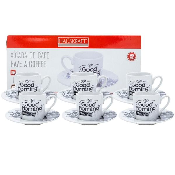 Imagem de Jogo Café Da Manhã Xícaras & Pires Good Morning 80ml Coffee - 6 Pares