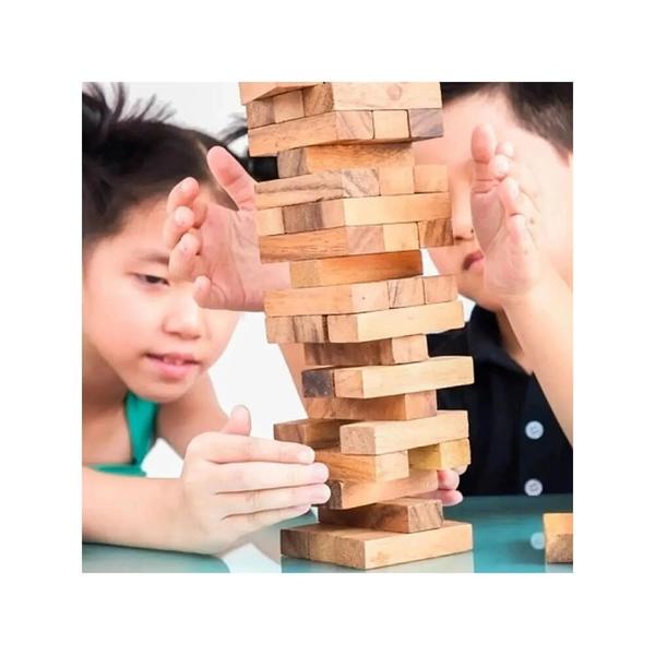 Imagem de Jogo Caiu Perdeu Pais & Filhos de Madeira Jogo da Torre de Madeira 54 Peças Jenga