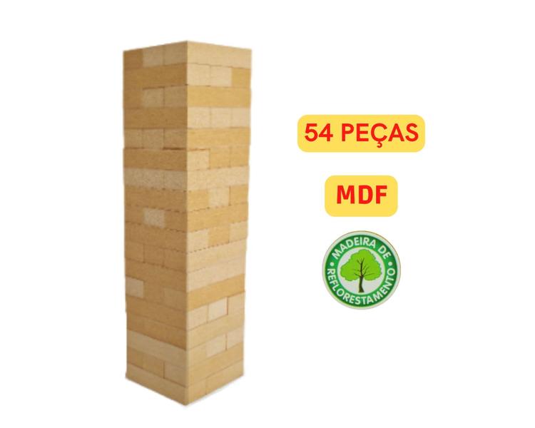 Imagem de Jogo Caiu Perdeu Torre  de Madeira conhecido como Jenga + Jogo Uno Mattel Cartas Diversão em família com Amigos kit jogos