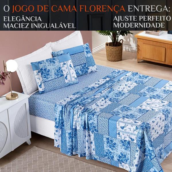 Imagem de Jogo Cama Casal King Size Florença 200 Fios Estampado 04