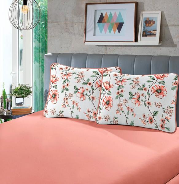 Jogo Cama Lençol Casal Rosa Claro 100% Algodão 3Pçs 120 Fios - Dicaza Imagem de Jogo Cama Lençol Casal Rosa Claro 100% Algodão 3Pçs 120 Fios