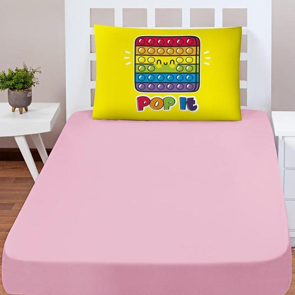 Imagem de Jogo Cama Lençol Shine Solteiro 2Pçs Pop It Rosa Amarelo