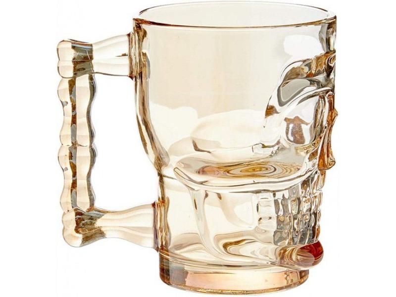 Imagem de Jogo Caneca Chopp Caveira Rock Style Vidro Ambar 510ml 2 Un