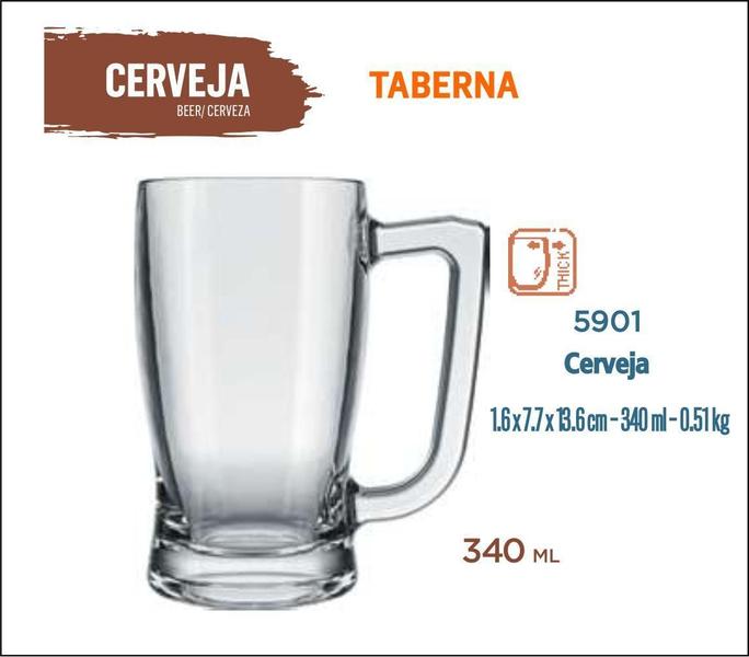 Jogo Canecas Chopp Cerveja Média De Vidro Taberna 340Ml 12 - Nadir Figueiredo Imagem de Jogo Canecas Chopp Cerveja Média De Vidro Taberna 340Ml 12