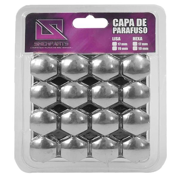 Imagem de Jogo Capa Cromada Parafuso Roda Sextavado 17mm Shekparts