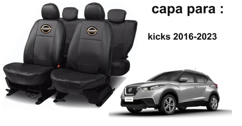 Imagem de Jogo Capas de Couro Nissan Kicks 2024 + Capa de Volante + Chaveiro Nissan