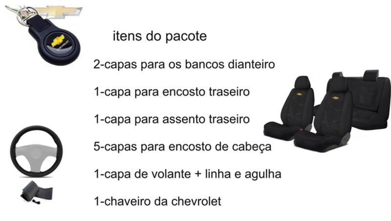 Imagem de Jogo Capas Tecido Inovadoras para Assentos Meriva 2001+2012 + Volante + Chaveiro GM