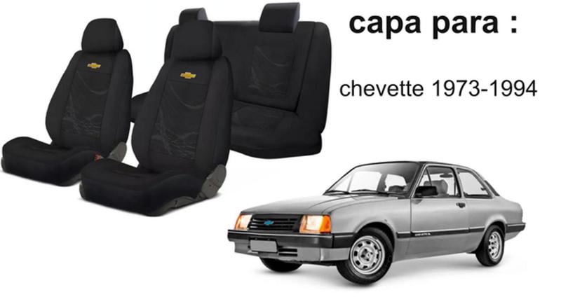 Imagem de Jogo Capas Tecido Modernas para Assentos Chevette 1973-1994 + Volante + Chaveiro GM