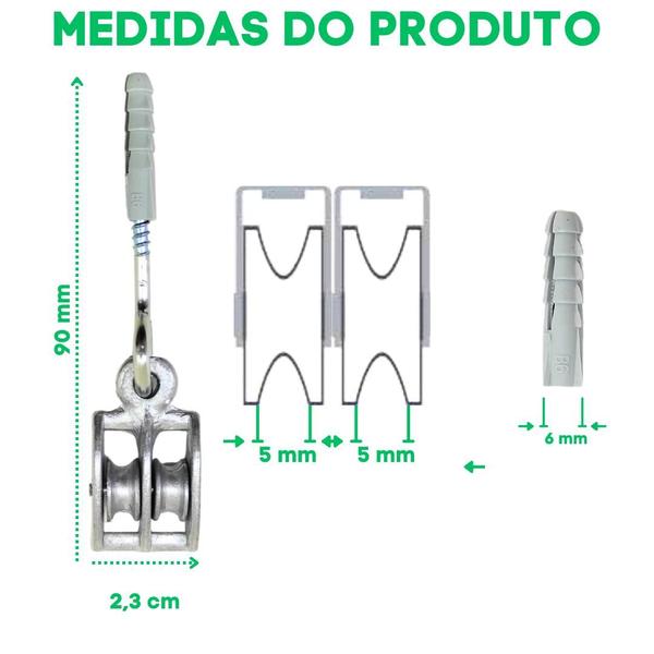 Imagem de Jogo Carretilhas Roldana Metal Reposição Varal Teto Parede