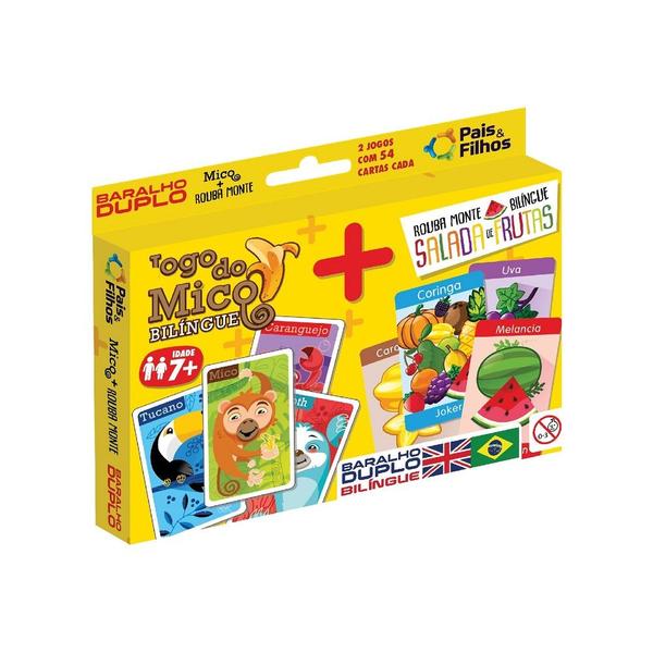 Imagem de Jogo Cartas Duplo Mico e Rouba Monte Bilíngue Pais e Filhos