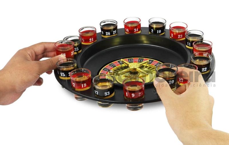 Imagem de Jogo Cassino Shot Com Roleta 16 Copos Bebida Drink Destilado