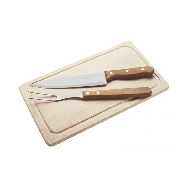 Jogo Churrasco Lâminas Inox Tábua Madeira 3Pcs Tramontina Imagem de Jogo Churrasco Lâminas Inox Tábua Madeira 3Pcs Tramontina