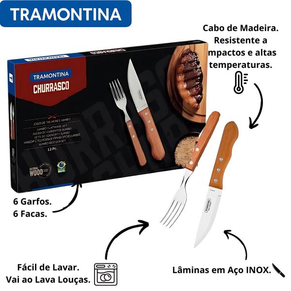 Imagem de Jogo Churrasco Tramontina Jumbo 12 Peças Faca Garfo