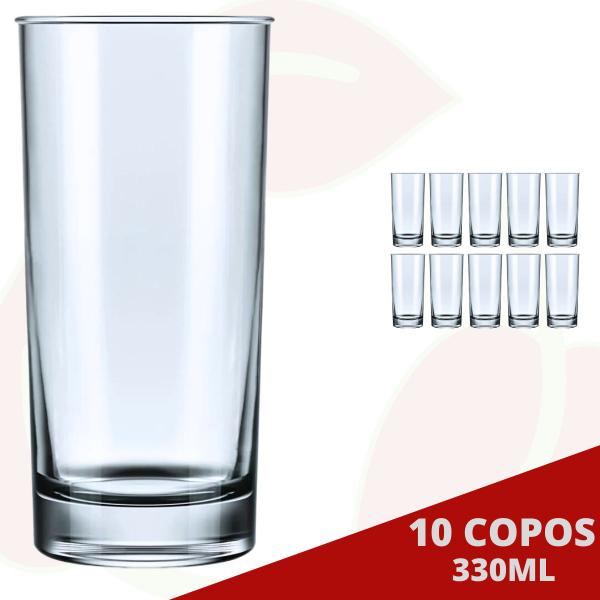 Imagem de Jogo com 10 Copo Brooklyn 330ML Long Drink Suco Água Nadir