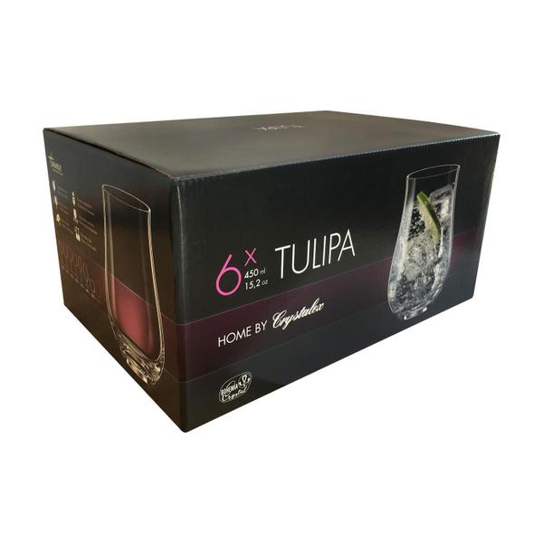 Imagem de Jogo com 12 Copos de Cristal para Água 450 ml Linha Tulipa Bohemia