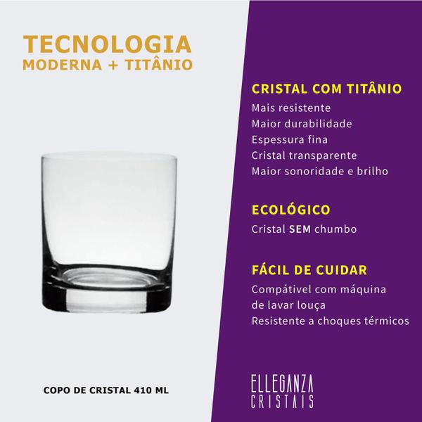 Imagem de Jogo com 12 Copos De Cristal Para Whisky 410 ml Linha Barline Bohemia