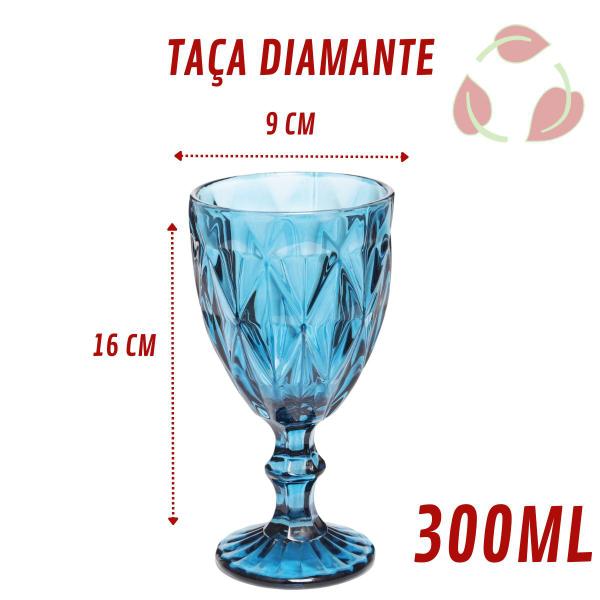 Imagem de Jogo com 12 Taças Bico de Abacaxi Azul Vinho Água Suco 300ML