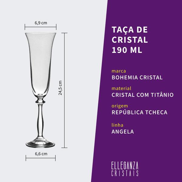 Imagem de Jogo com 12 Taças de Cristal Para Champagne 190 ml Linha Angela Bohemia