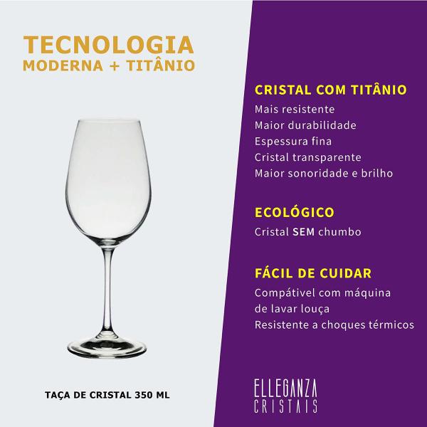 Imagem de Jogo com 12 Taças de Cristal Para Vinho Linha Helena Bohemia