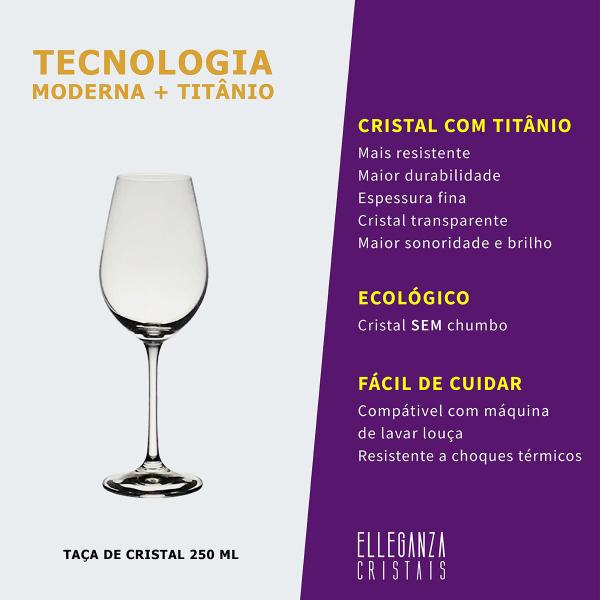 Imagem de Jogo com 12 Taças de Cristal Para Vinho Linha Helena Bohemia