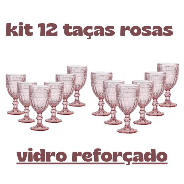 Imagem de Jogo com 12 taças para Suco Agua drink Rosas 320 ml Rojemac