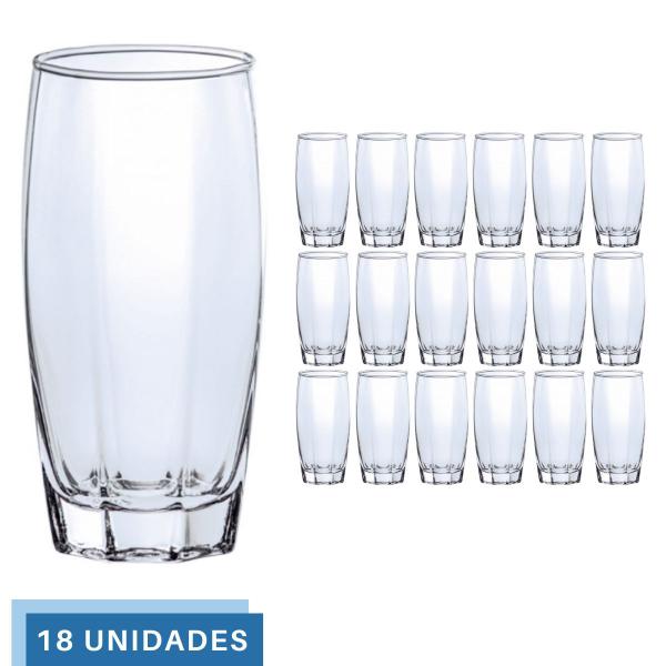 Imagem de Jogo com 18 Copos Vidro Florence Luxo 370ml Transparente