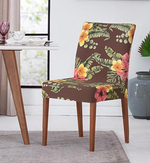Imagem de Jogo Com 2 Capas De Cadeira Em Malha Adomes Floral Marrom