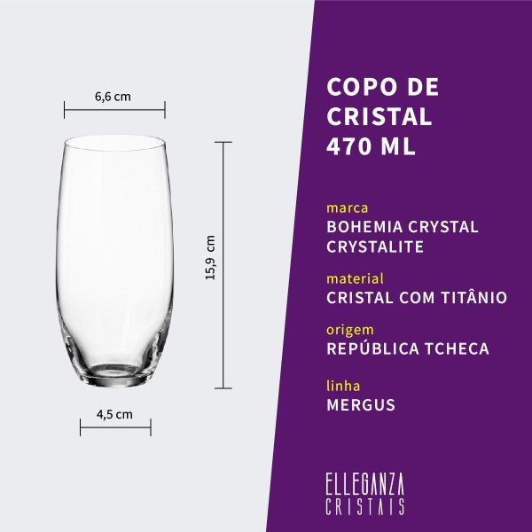 Imagem de Jogo com 2 Copos De Cristal Para Água 470 ml Linha Mergus Bohemia